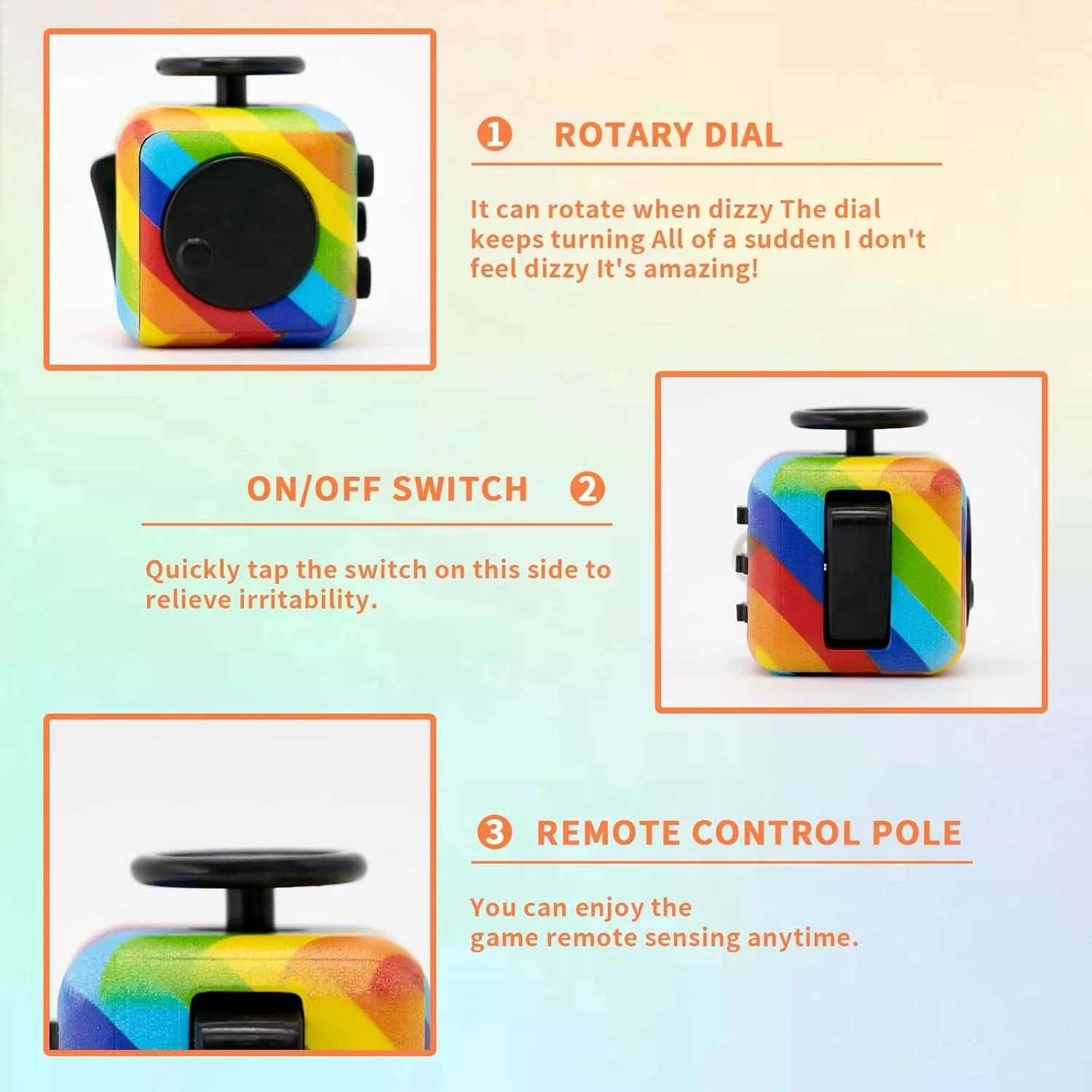 6-Pack Cube Fidget Anxiety Relief, Silent & Audible Fidget Cube for Anxiety Relief, Handheld Sensory Toy
