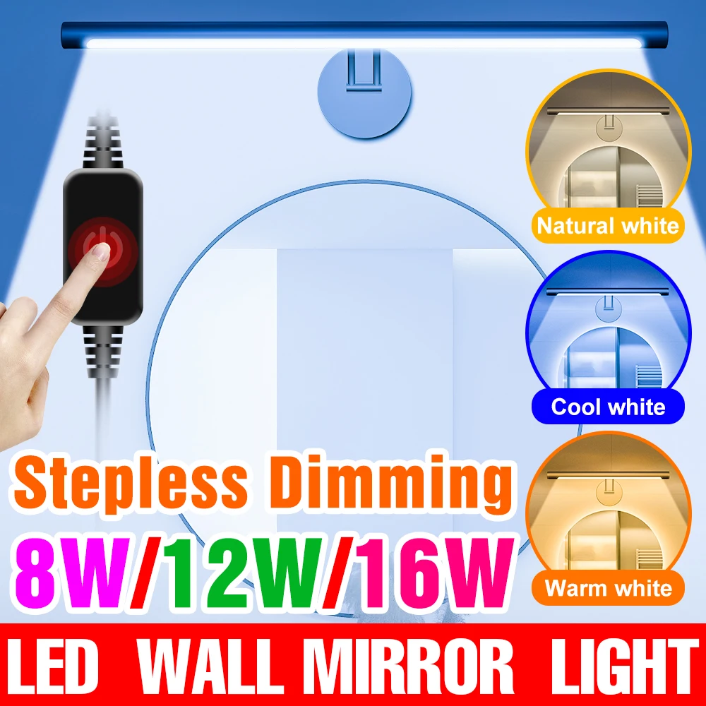 

LED Mirror Wall Lamp Dimmable Makeup Vanity Light Hollywood Cosmetic Lamp Dressing Table Mirror Headlight Kitchen Cabinet Bulb