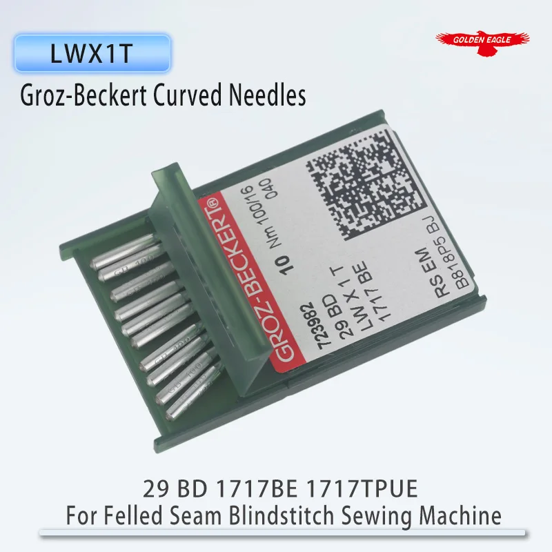 10 PCS LWX1T Groz-Beckert Curved Needles for Felled Seam Blindstitch Sewing 29 BD 1717BE 1717TPUE 23:83