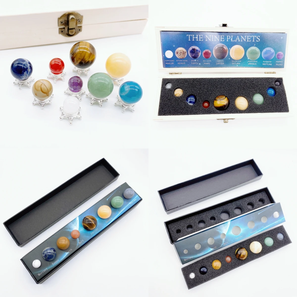 

Natural Crystal 9 Planets Ball Solar Sun System Rock Quartz Stones Beads Reiki Healing Chakra Spheres Decor Galaxy Model Globe