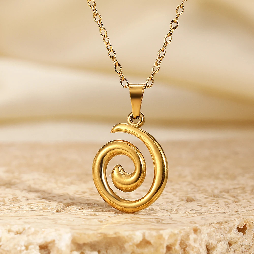 DGIDDK Stainless Steel Necklace Trendy Temperament Niche Spiral Pendant Necklace For Women Jewelry Party Commuter Matching