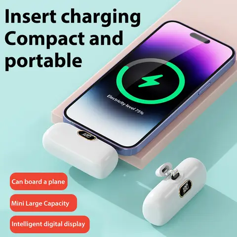 Portable 5000mAh Power Bank PD QC Phone Quick Charger for iPhone 16 14 Samsung Xiaomi Huawei External Battery Capsule Powerbank