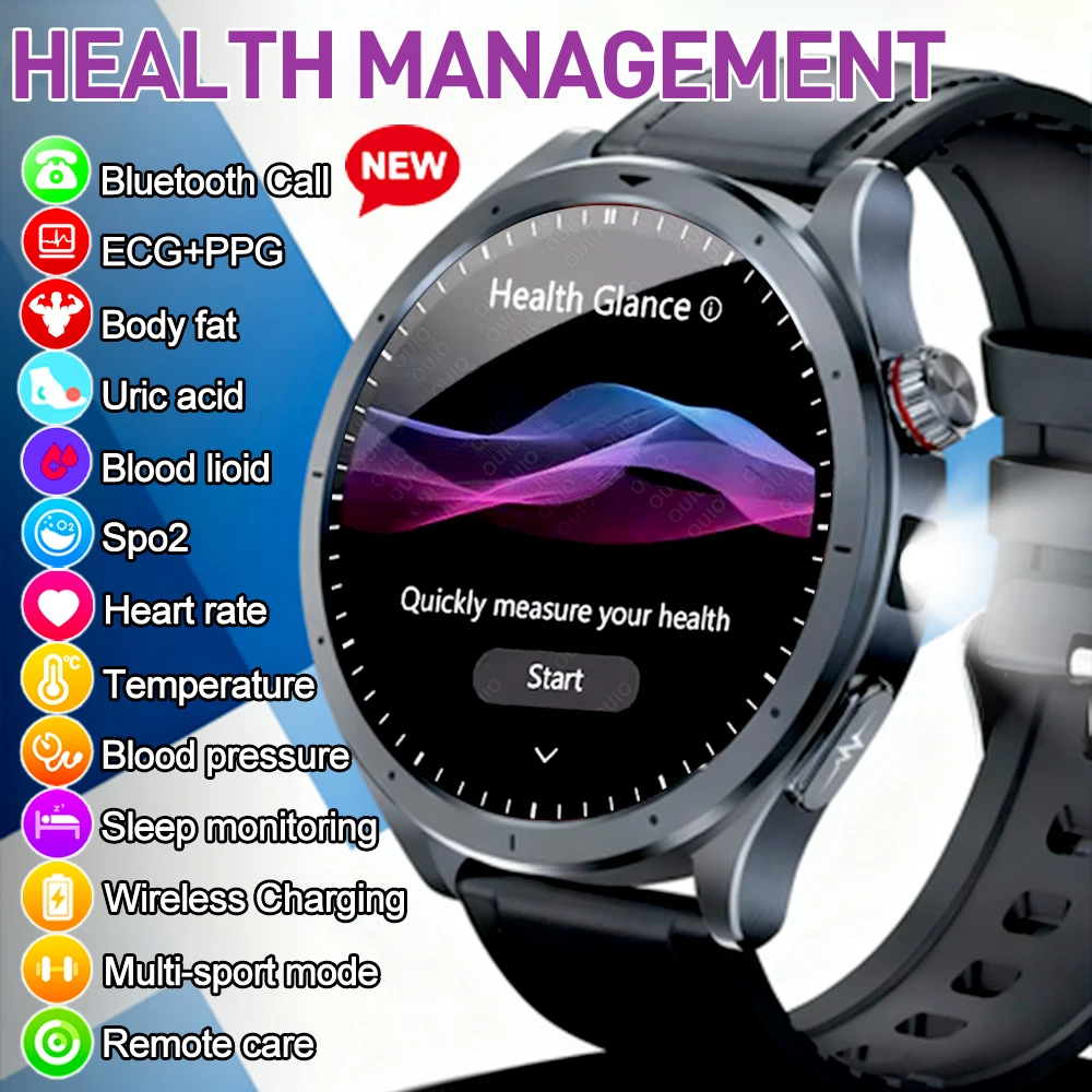 

2025 New ECG+PPG Health Diagnosis Smart watch Men Women sapphire Clock Uric Acid Lipid BP Heart rate Tracker Sports Smart Watch