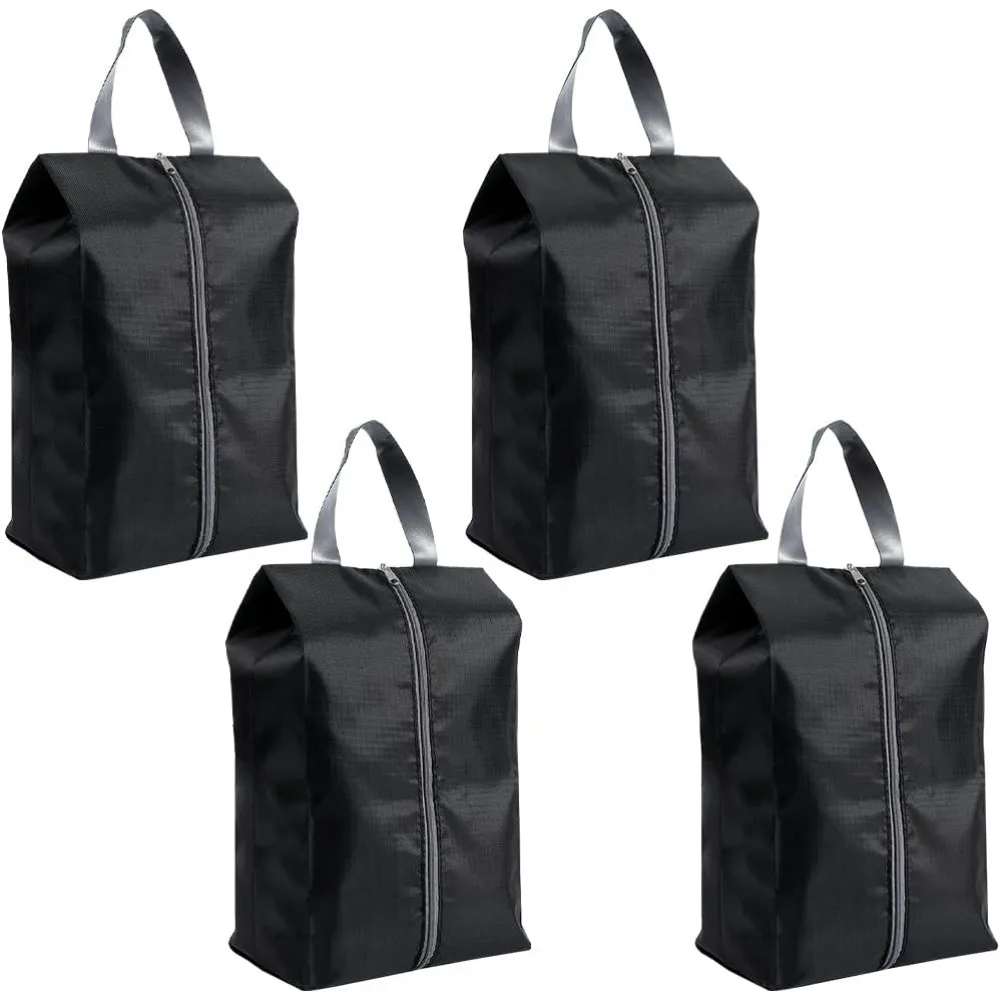 

4 шт. дорожные сумки для обуви, черные с застежкой-молнией, сумка для хранения с ручкой, предметы первой необходимости для путешествий для мужчин и женщин, 13,6 x 4,7 x 6,7 дюйма