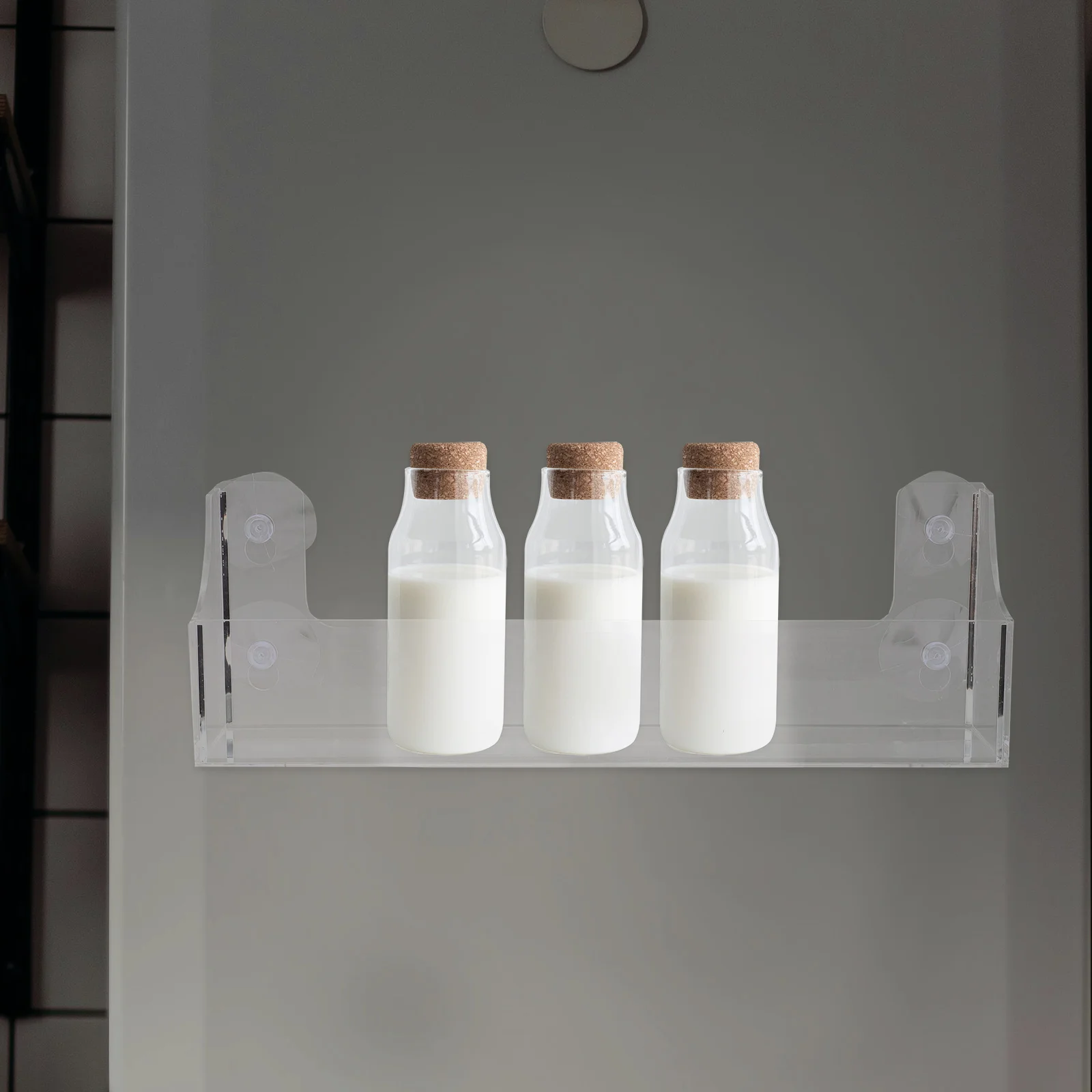 Beverage Suction Rack Acrylic Material Mount Suitable Stores Refrigeration Units Bottle Cup Water Soda Mug Bathroom Window Shelf