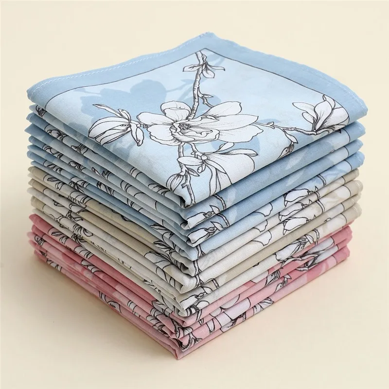 Handkerchief Pure Cotton Cotton Printed Large Size Ultra-thin Soft Sweat-absorbing Square Scarf Wedding Supplies Gift 43*43cm