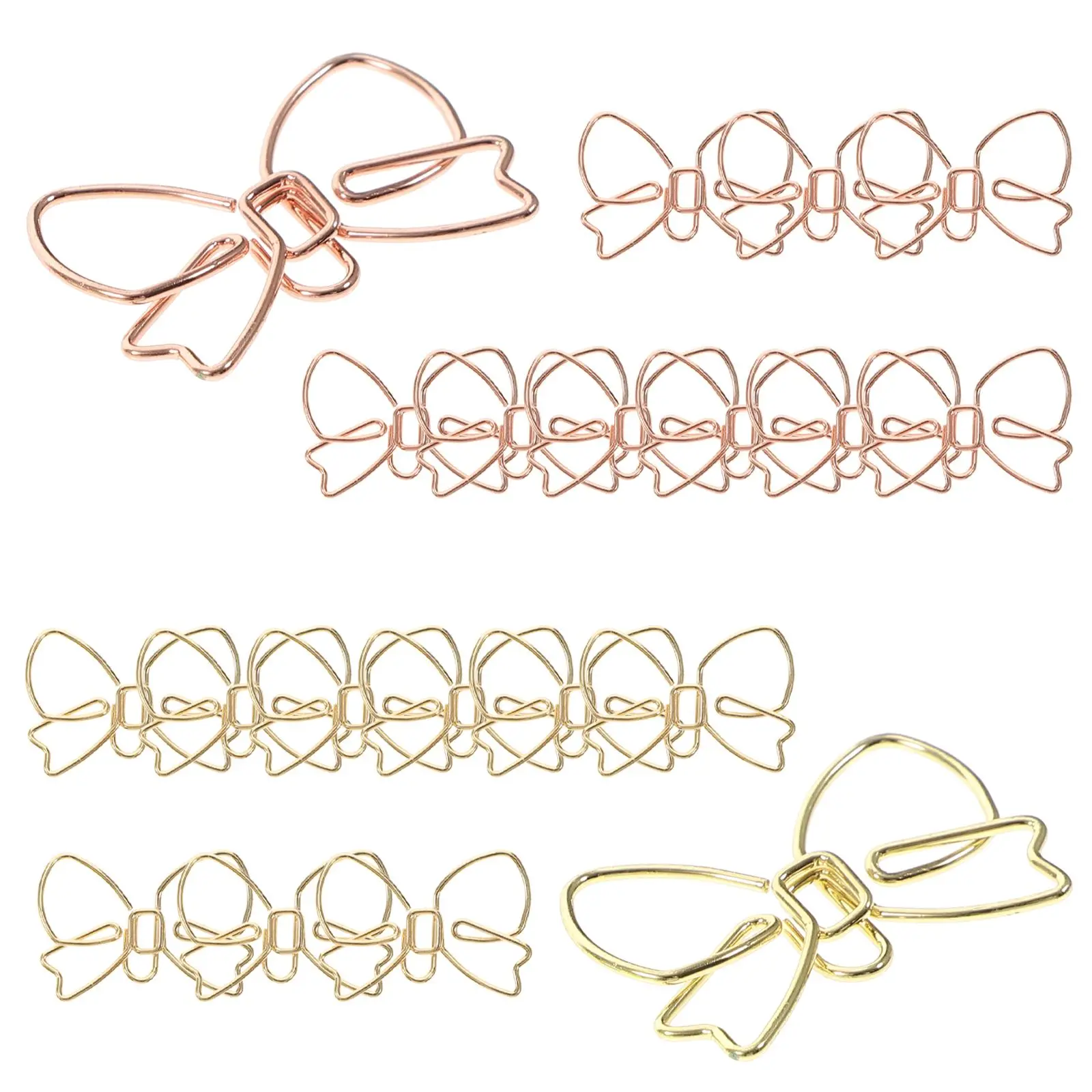 

20 Pcs Metal Bow Paper Clips Shaped Desk Accessories Document Fixing Office School Supplies Mini Bills Tags