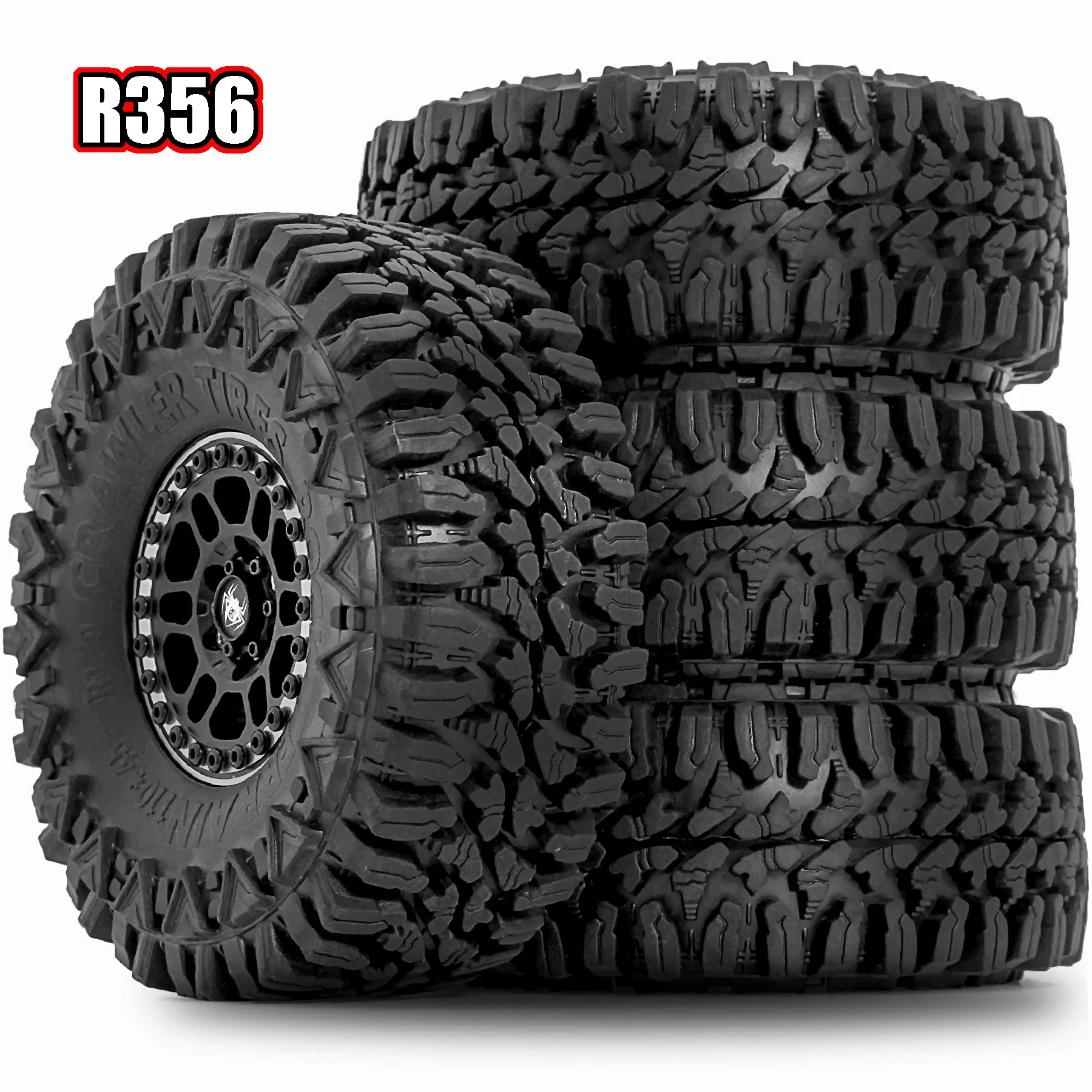 

1.9 Inch dendritic Beadlock Wheels & Scorpion Climbing Tires, KMC Style for RC Crawler TRX4 SCX10 II D90, 12mm Hex, Classic Blac