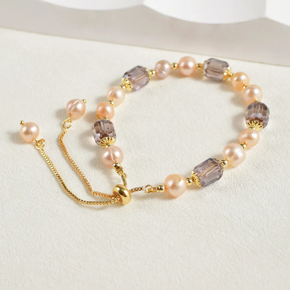 Natural Freshwater Pearl Bracelet for Women Summer Accessories for Girls Adjustable Size Crystal Bracelet Nice Girls Gifts