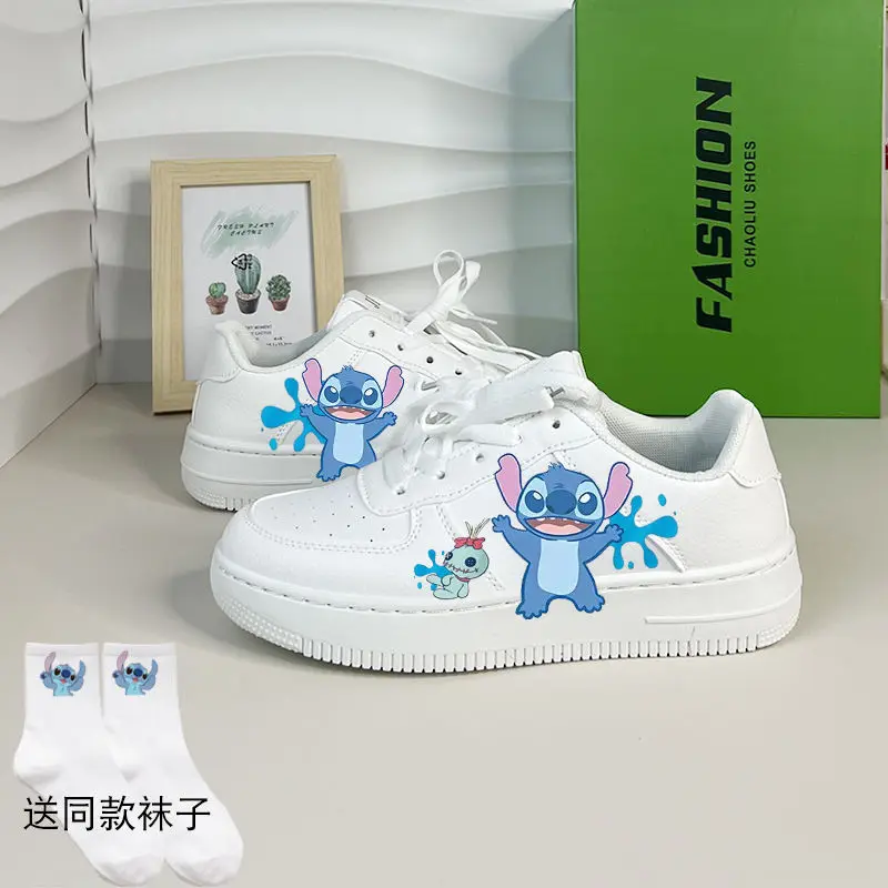 Stitch Basket Shoes coppia Sneakers Casual bianche Anime Lilo & Stitch scarpe sportive Disney scarpe da Tennis scarpe per bambini taglia 35-44