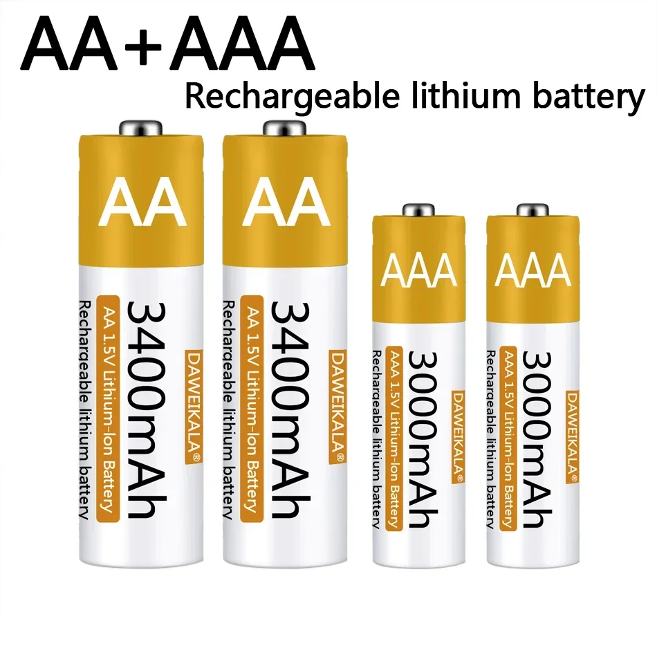 

Перезаряжаемая литий-ионная батарея AA AAA 1,5 в, батарея AA AAA для пульта дистанционного управления, мыши, маленького вентилятора, электрической игрушки