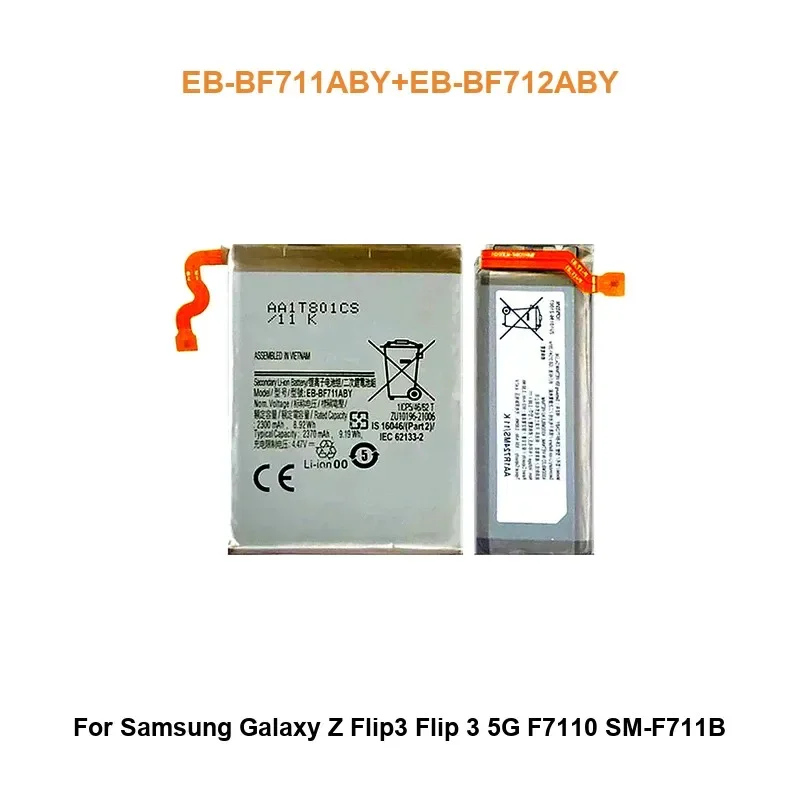 

Mobile Phone Battery For Samsung Galaxy Z Flip3 Flip 3 5G F7110 SM-F711B EB-BF711ABY+EB-BF712ABY Real Capacity