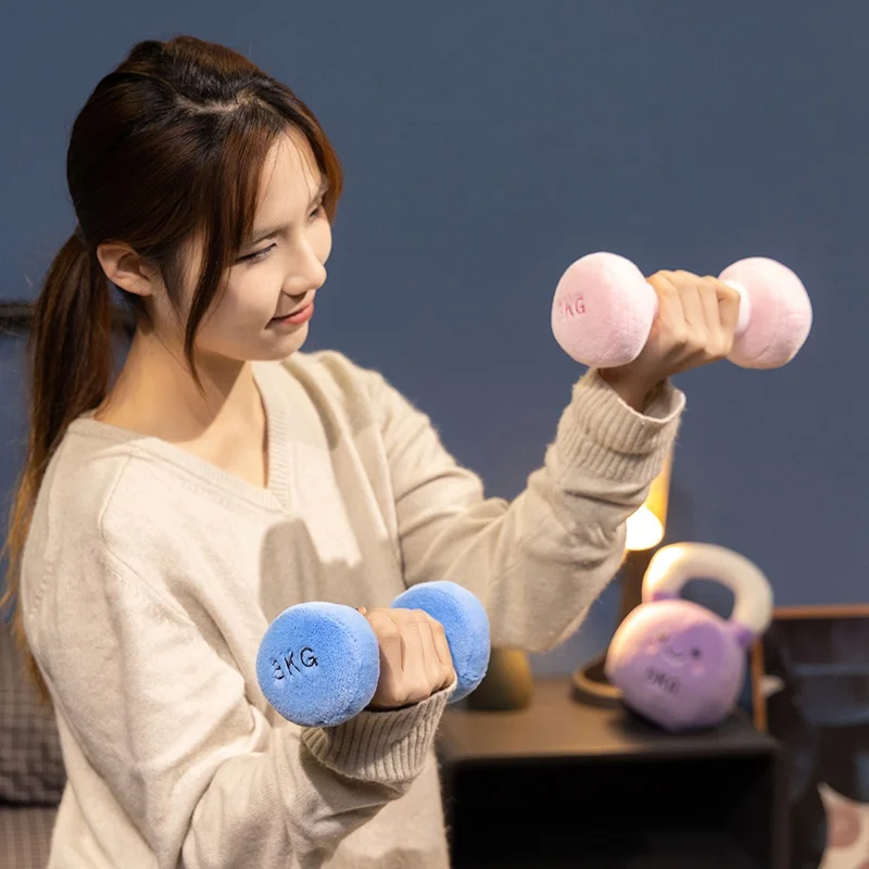 الكرتون الدمبل Kettlebell أجهزة لياقة بدنية ألعاب من نسيج مخملي Cudldy وسادة دمية ناعمة عناق Plushies غرفة الأطفال ديكور الهدايا #3