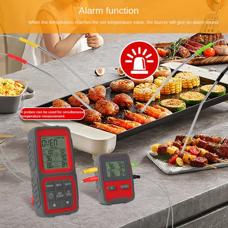 Wireless Meat Thermometer For Grilling And Smoking With Four Meat Probe Kitchen Timer Digital Cooking Food Thermometer