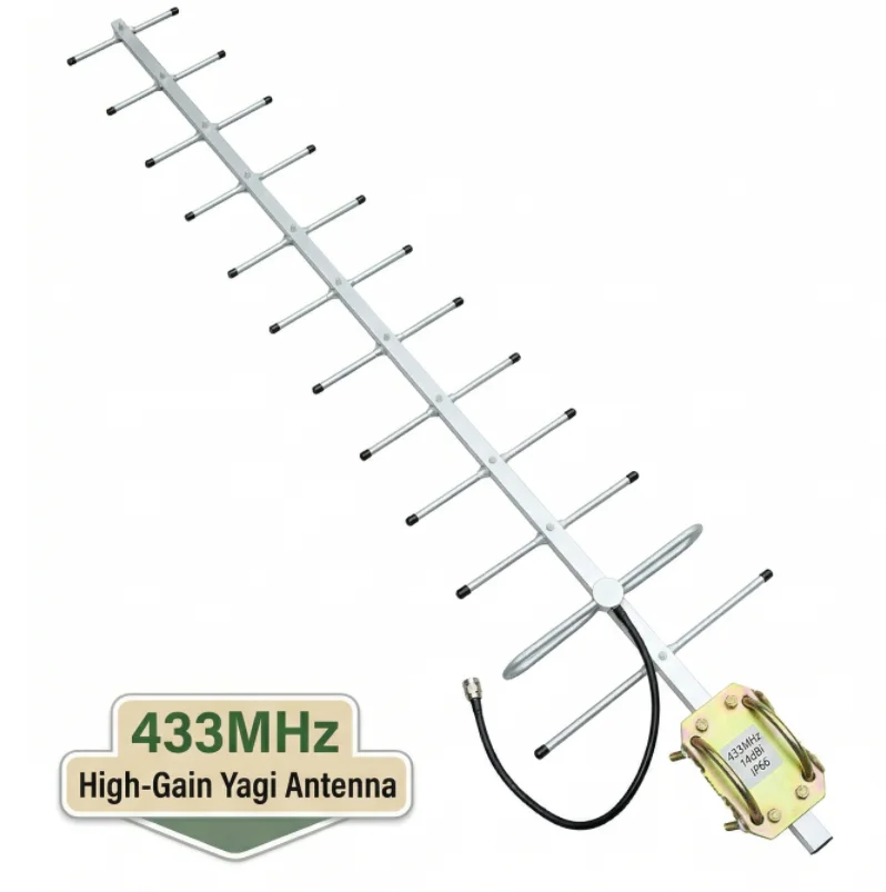 Outdoor Yagi Antenna 14dBi High Gain 433MHz Long Range Directional Weatherproof for 433/315MHz IoT 12 Units N-Female Connector