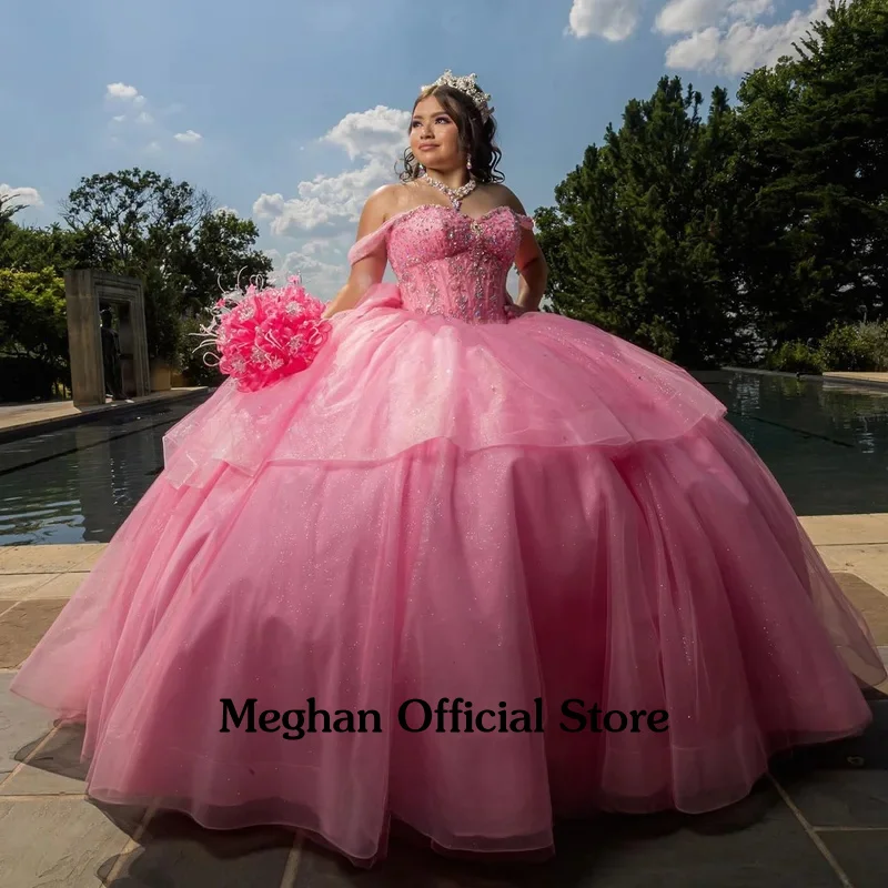 

Fairytale Quinceanera Dresses Large Bow Appliques Off the Shoulder Diamond Robe Princesse Bleu Femm Customized