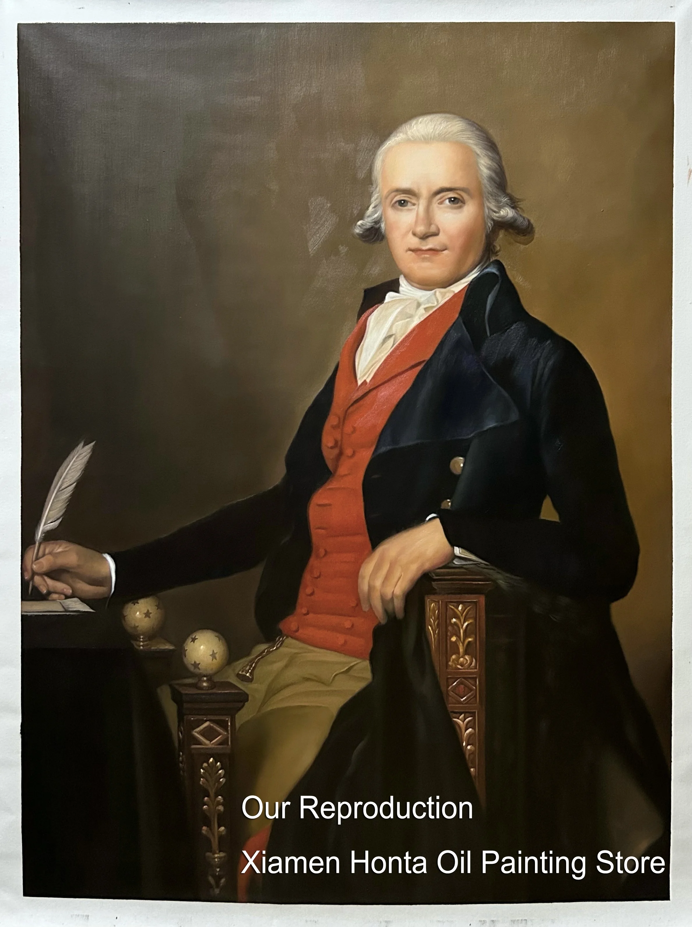 100% handmade high quality Oil Painting Reproduction on Linen Canvas,gaspard-meyer-or-the-man-in-the-red-waistcoat-1795