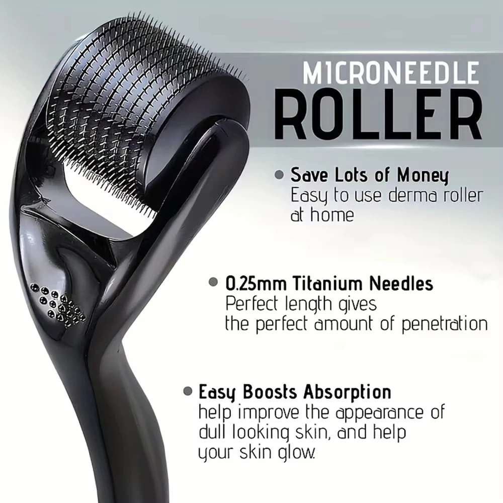 Derma Stamp Microneedling Face Roller Massager Lunghezza ago in titanio regolabile Cura della pelle Crescita della barba Rullo Derma per capelli del