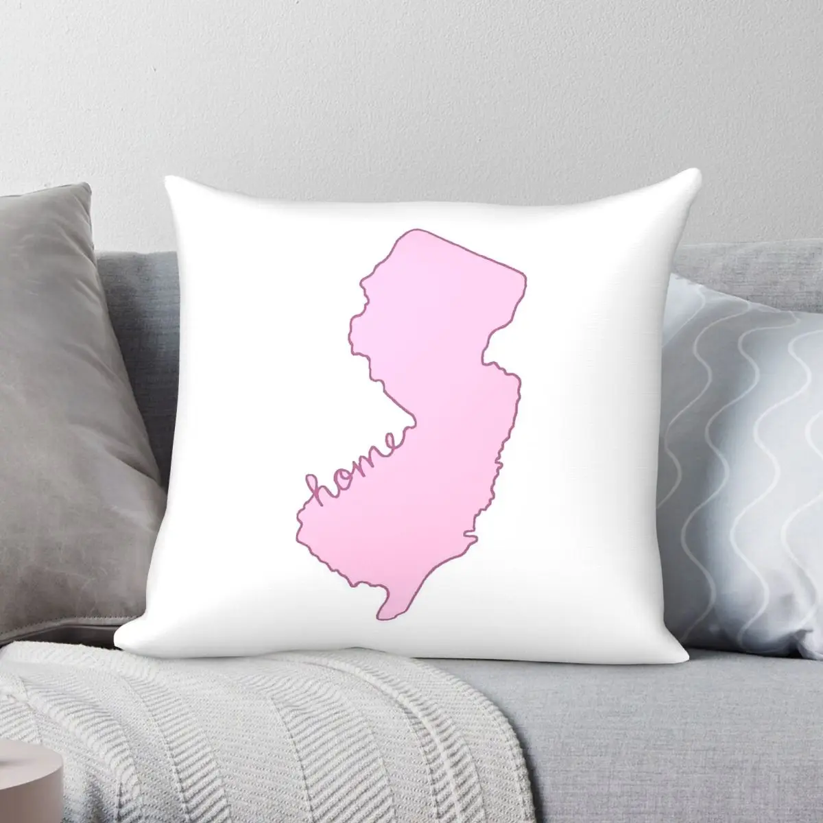 New Jersey Home State Pink Pillowcase Polyester Linen Velvet Creative Zip Decor Pillow Case Bed Cushion Case