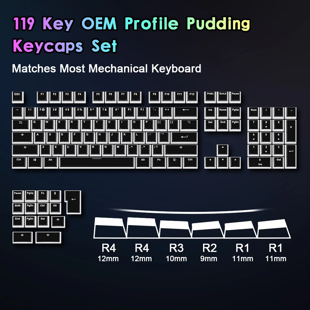 PBT 119 tasti profilo OEM Pudding Keycap sublimazione della tintura per Cherry MX Switch tastiera meccanica tappi per chiavi retroilluminati personalizzati fai da te