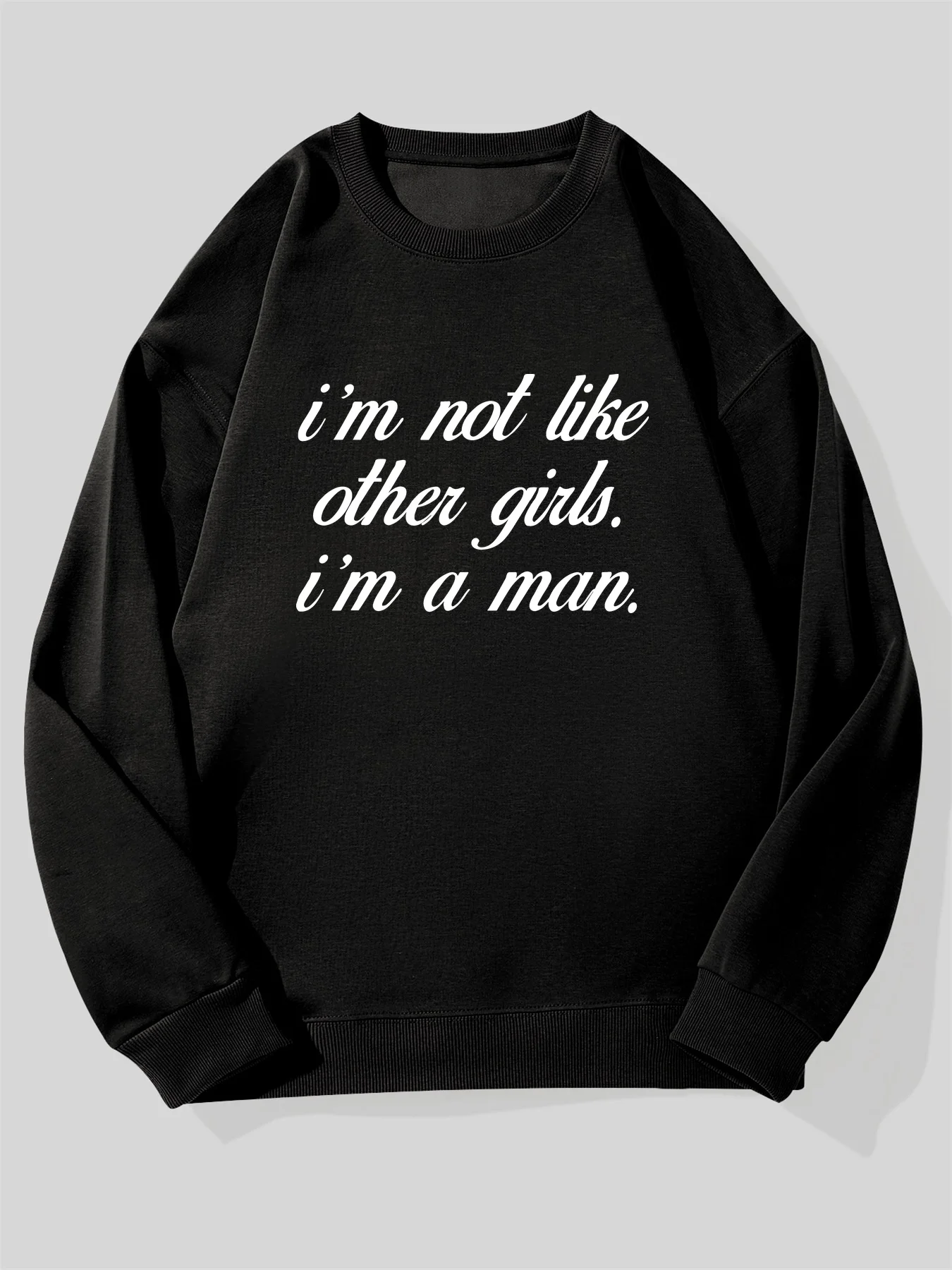 

Men's "I'm Not Like Other Girls I'm a for Man" Slogan Sweatshirt - Navy Blue Oversized Casual Pullover with White Text Print