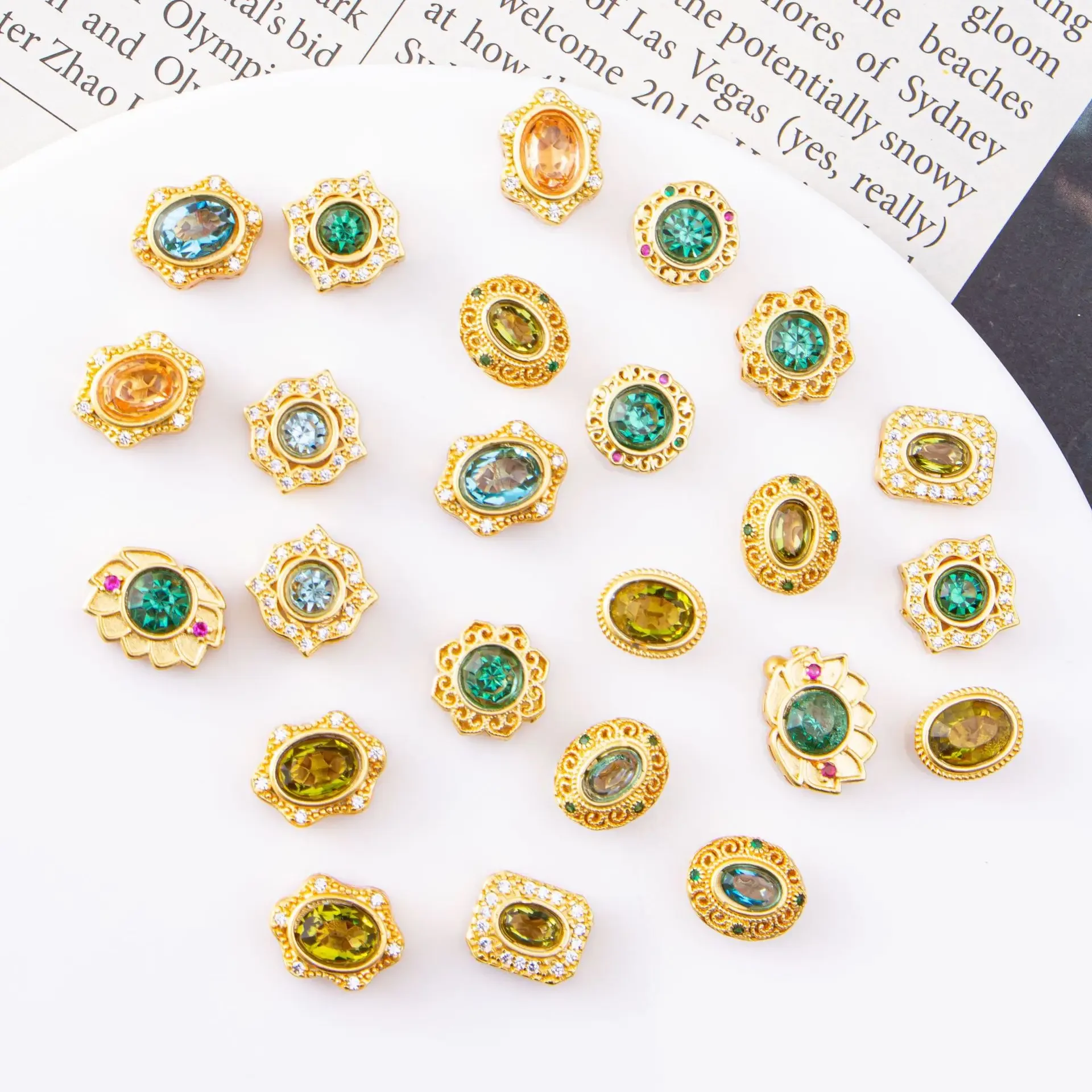 7pcs Copper Plating Jewelry Making Accessories, DIY Pearl Bracelet Necklace Spacer Loose Beads Material Wholesale Accessories