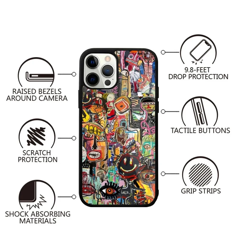 Jean Michel B-Basquiat-S Phone Case Strong Magnetic For IPhone 16,15,14,13,Pro,Max,Plus,11,12,Mini For Magsafe Wireless Charging