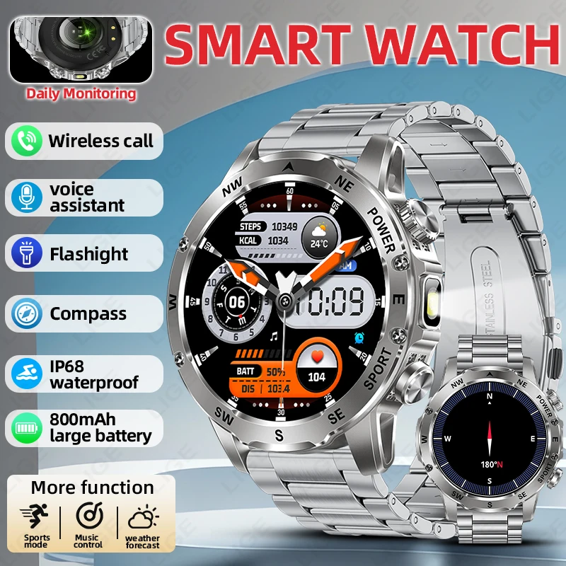 

Choice LIGE Smart Watch 100+ Sports Modes 800mAh Battery Heart Rate Compass Pedometer Call Reminder smart watchs for men women