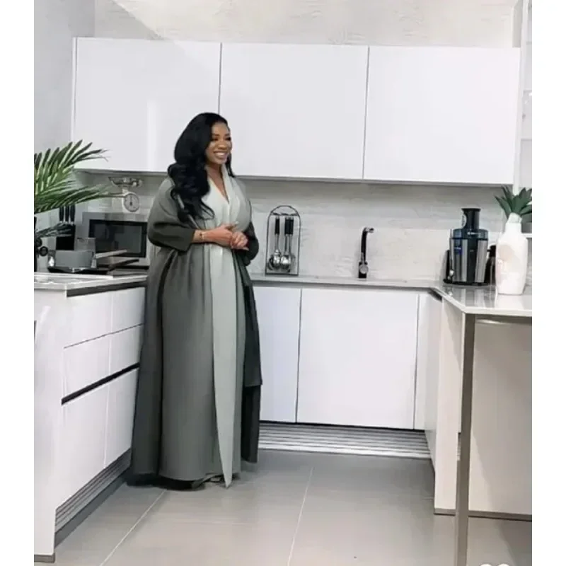 GGHK Pleated Women Plus Size Trench 2024 Autumn New Lapel Bat Sleeve Solid Color Vintage Cardigan Design Female Luxury Abaya
