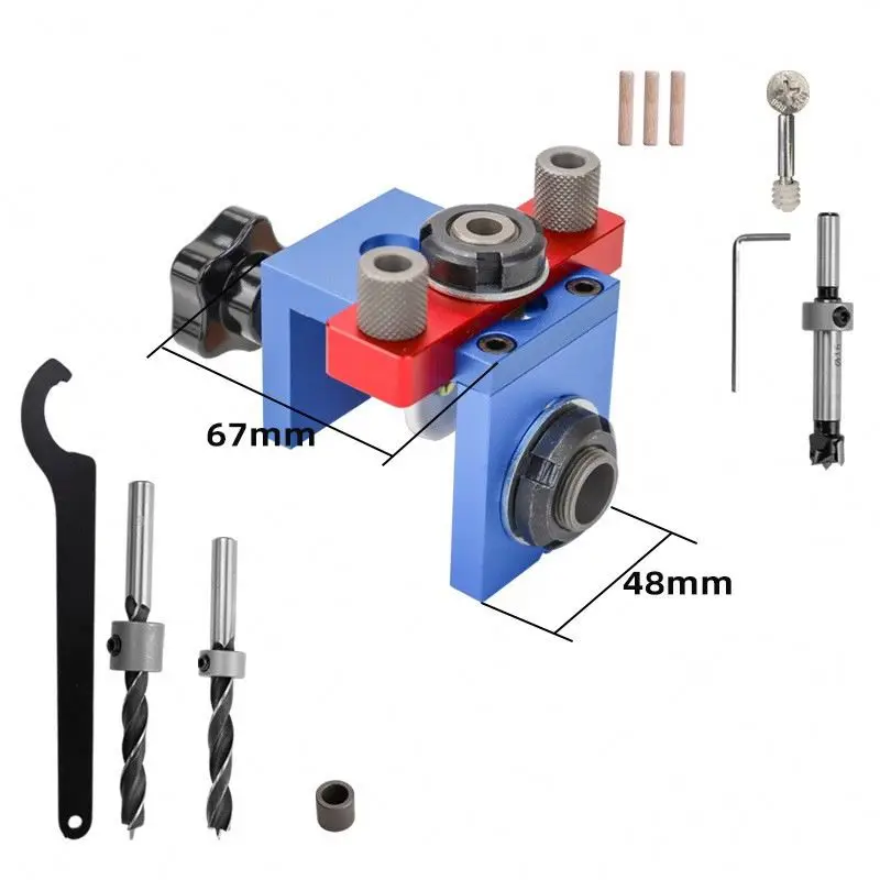 

TEBAK W-136 Woodworking Three In One Circular Wooden Tenon Panel Furniture Auxiliary Drilling Tool Woodworking Pocket Hole Jig