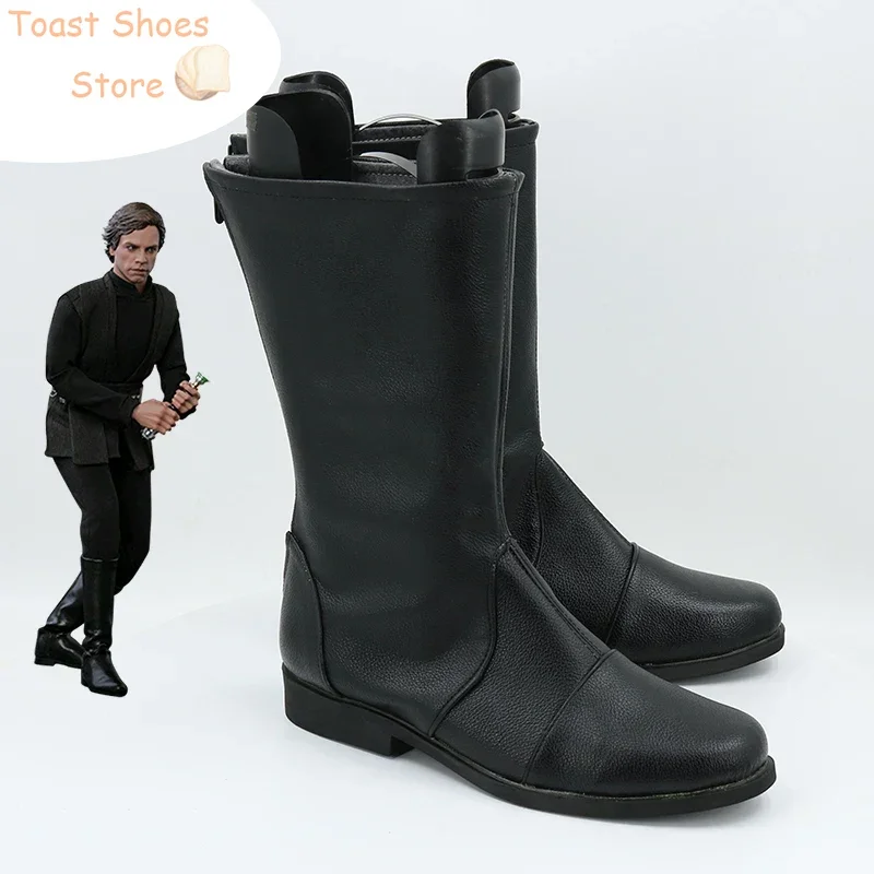 Luke Cosplay Shoes Halloween Carnival Boots Skywalker Cosplay Prop PU Leather Shoes Costume Prop