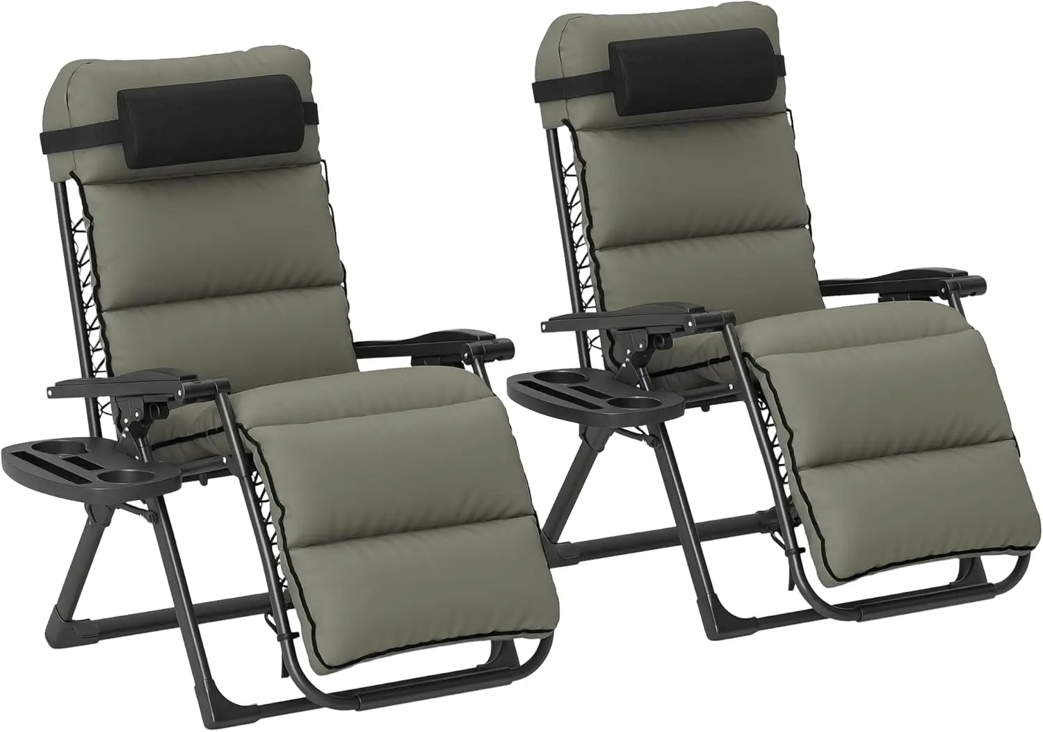 

Zero Gravity Chairs Set of 2, Reclining Folding Zero Gravity Lounge Chair, Outdoor Lounge Chairs with Removable Cushion,Headrest