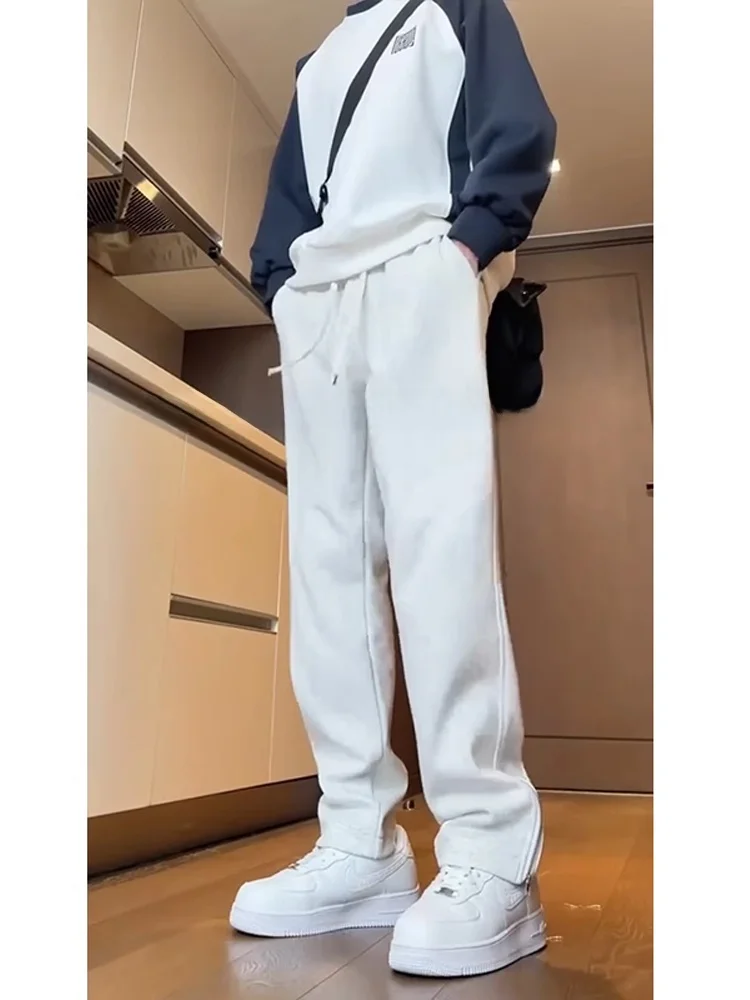 

повседневные брюки с прямыми штанинами, мужские брюки с манжетами на молнии, длинные брюки American Spor для отдыха, модные молодежные брюки...