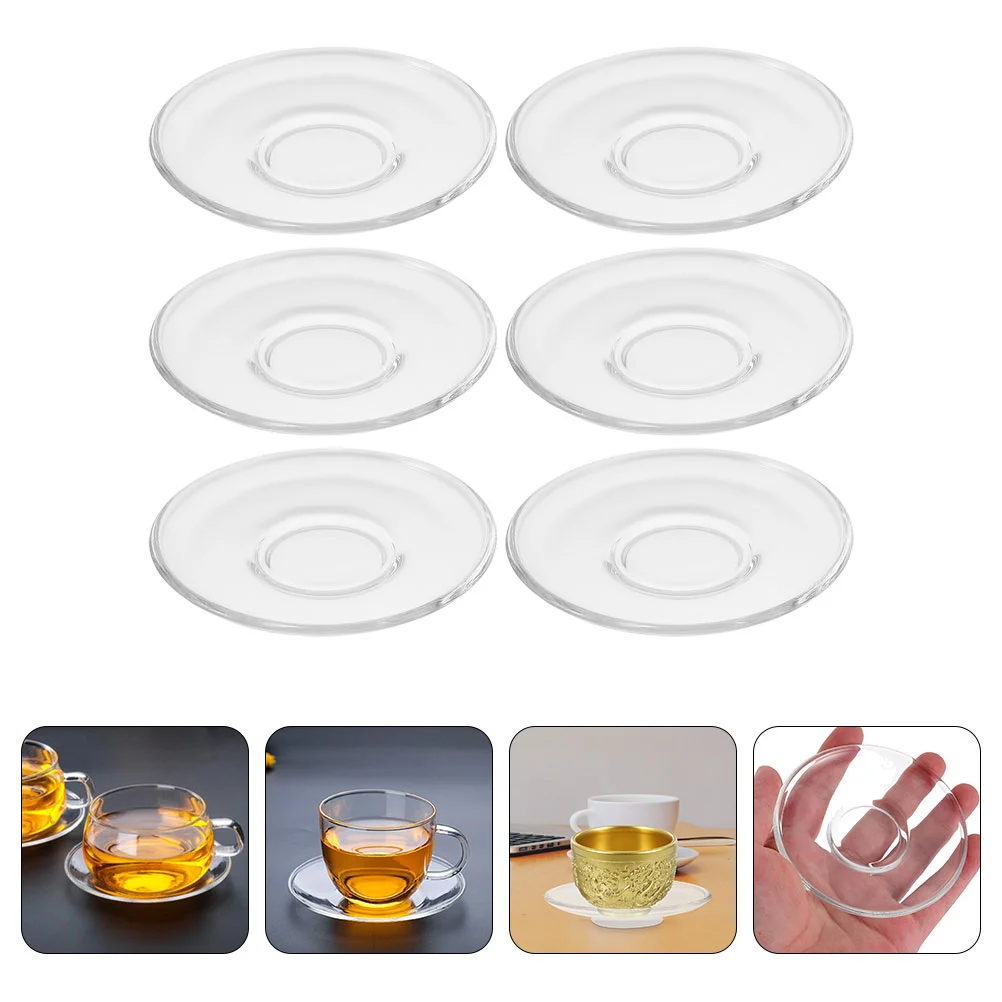 

6 Pcs Side Dishes Glass Saucer Round Transparent Coffee Snack Small Tea Tray Cup Coasters Mug Bowl Saucers