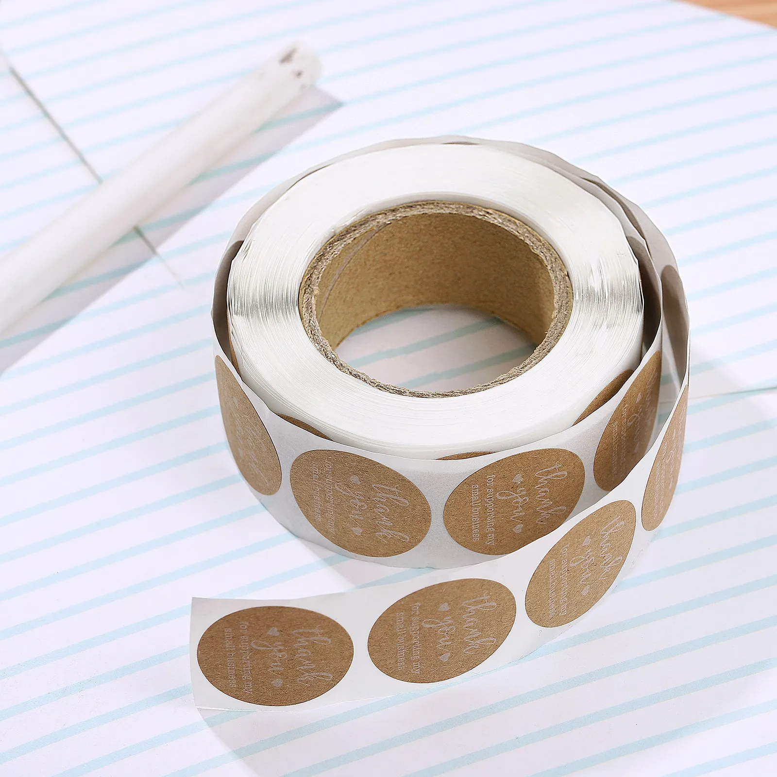 500Pcs Round Stickers Kraft Paper Thank You Lables Envelope Sealing Adhesive Labels Candy Bag Seals Holiday Gift Tags Scrapbook
