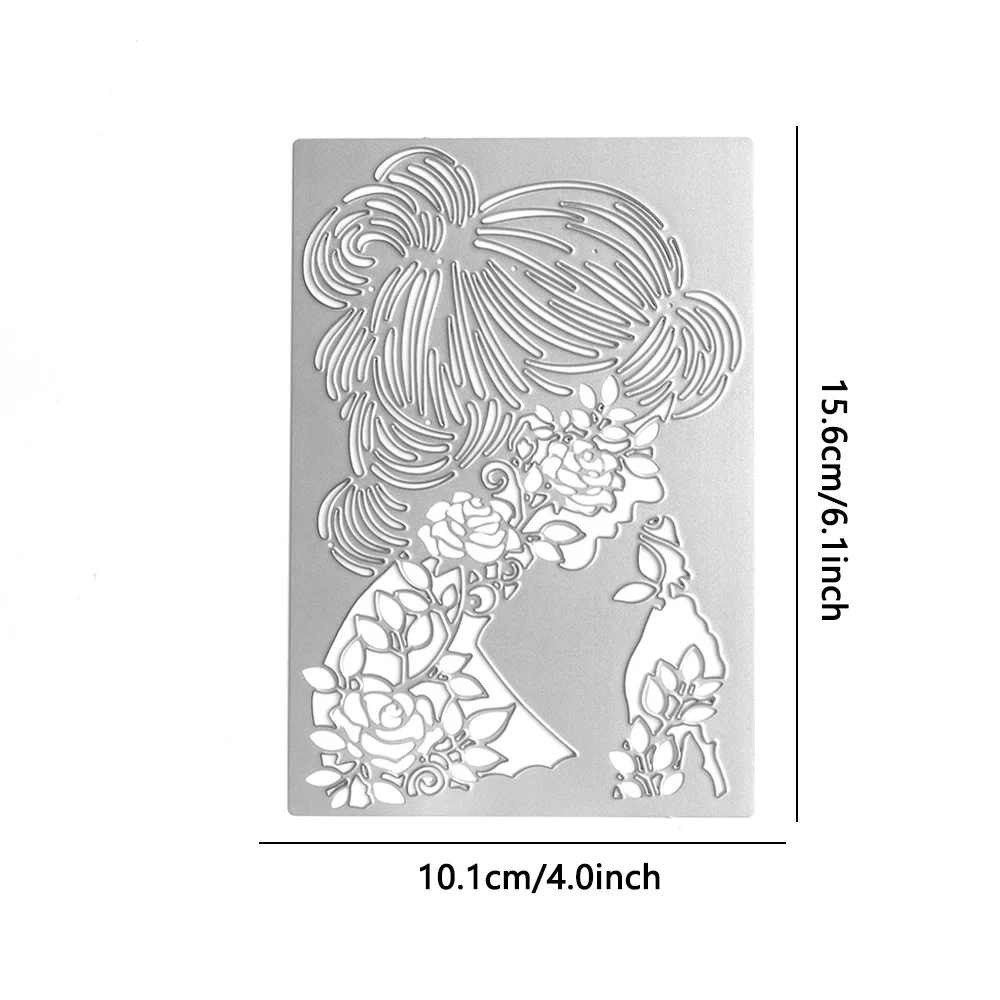

Grape Vine Frame Girl's Side Face Metal Cutting Dies Embossing Diecut For DIY Card Making Scrapbooking Crafting Supplies