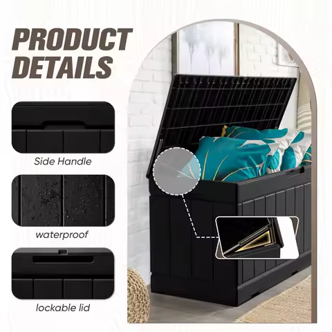 83 Gallon Outdoor Deck Box Large Resin Storage Box for Patio Furniture Cushions and Garden Tools (Black)