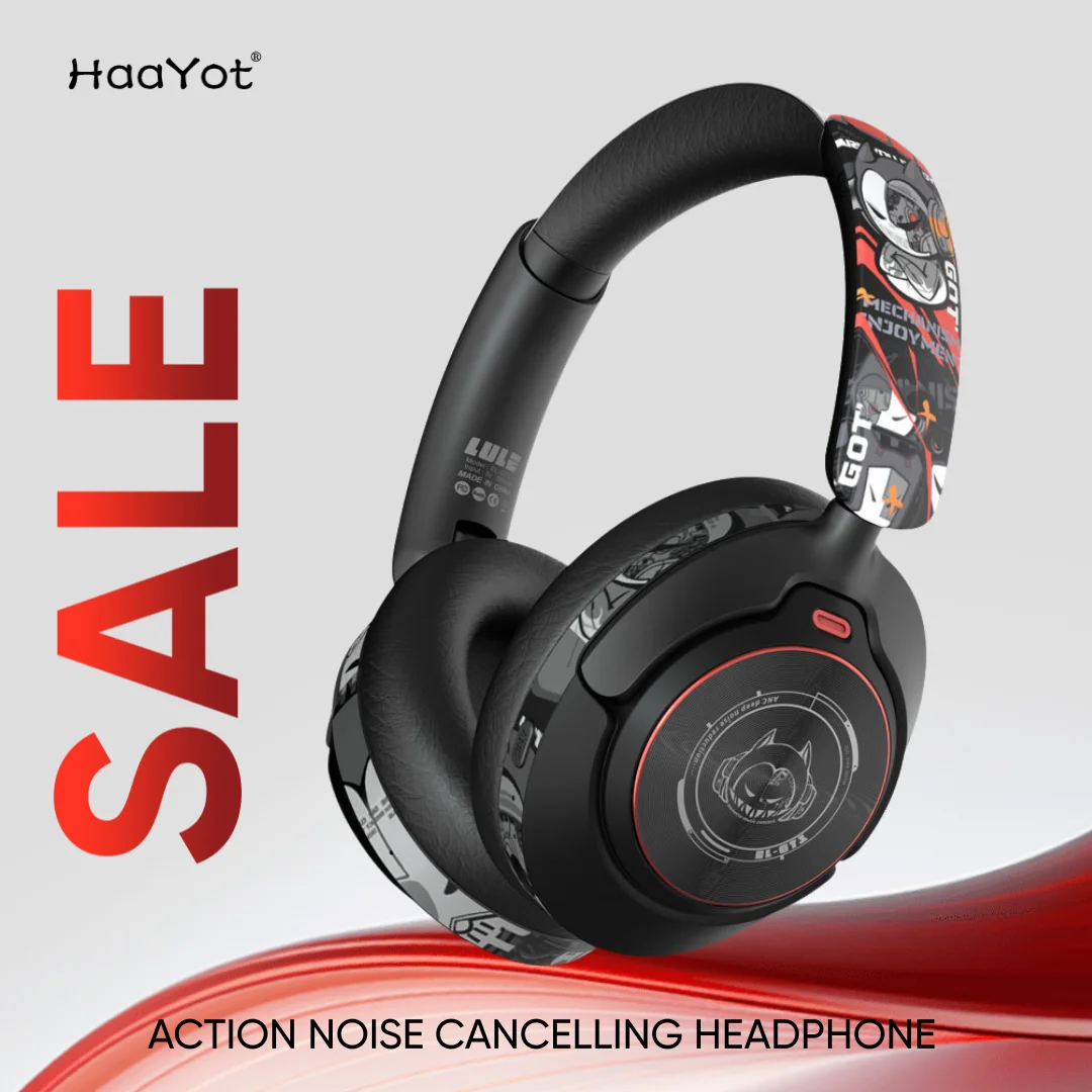 Fashion ANC Hybrid Active Noise Cancelling Wireless Bluetooth 5.4 Headphones With Mic Over Ear Games Headset With Hifi Deep Bass