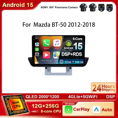 Imagen 1 del producto Android 15 Radio del coche para Mazda BT-50 BT50 2012-2018 sistema Multimedia Auto Audio estéreo cámara de visión trasera reproductor de vídeo 4G WIFI BT