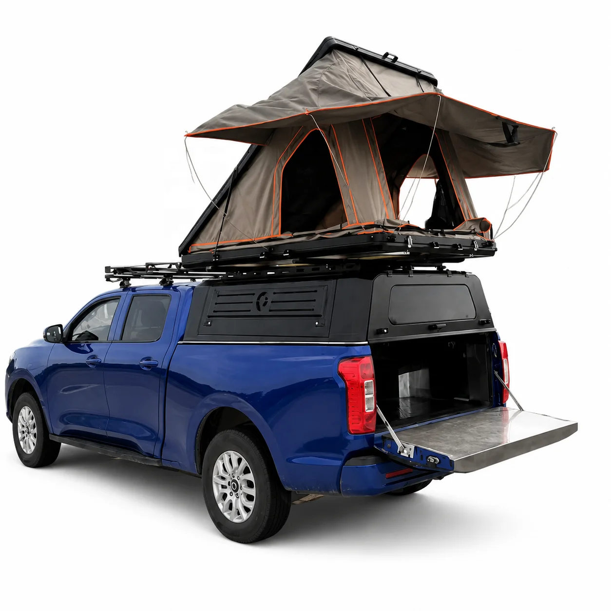 Hard Shell Wedge Rooftop Tent Aluminum Clamshell For SUV 4x4 Camping 1-2 Person With Awning