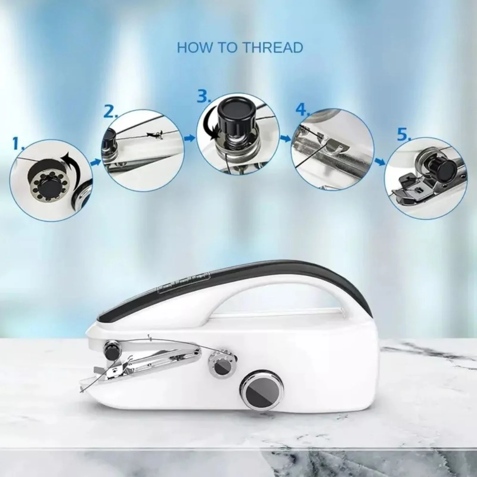 1 Set Macchina da cucire portatile USB elettrica Abiti pratici Strumenti da viaggio per la casa Rammendo automatico Macchine per sartoria Artigianato manuale