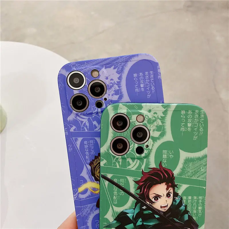 Japan Anime Demon Slayer Case for IPhone 11 12 13 14 Pro Max 14 Plus X XR XS Side package Phone Case Kimetsu No Yaiba TPU Cover