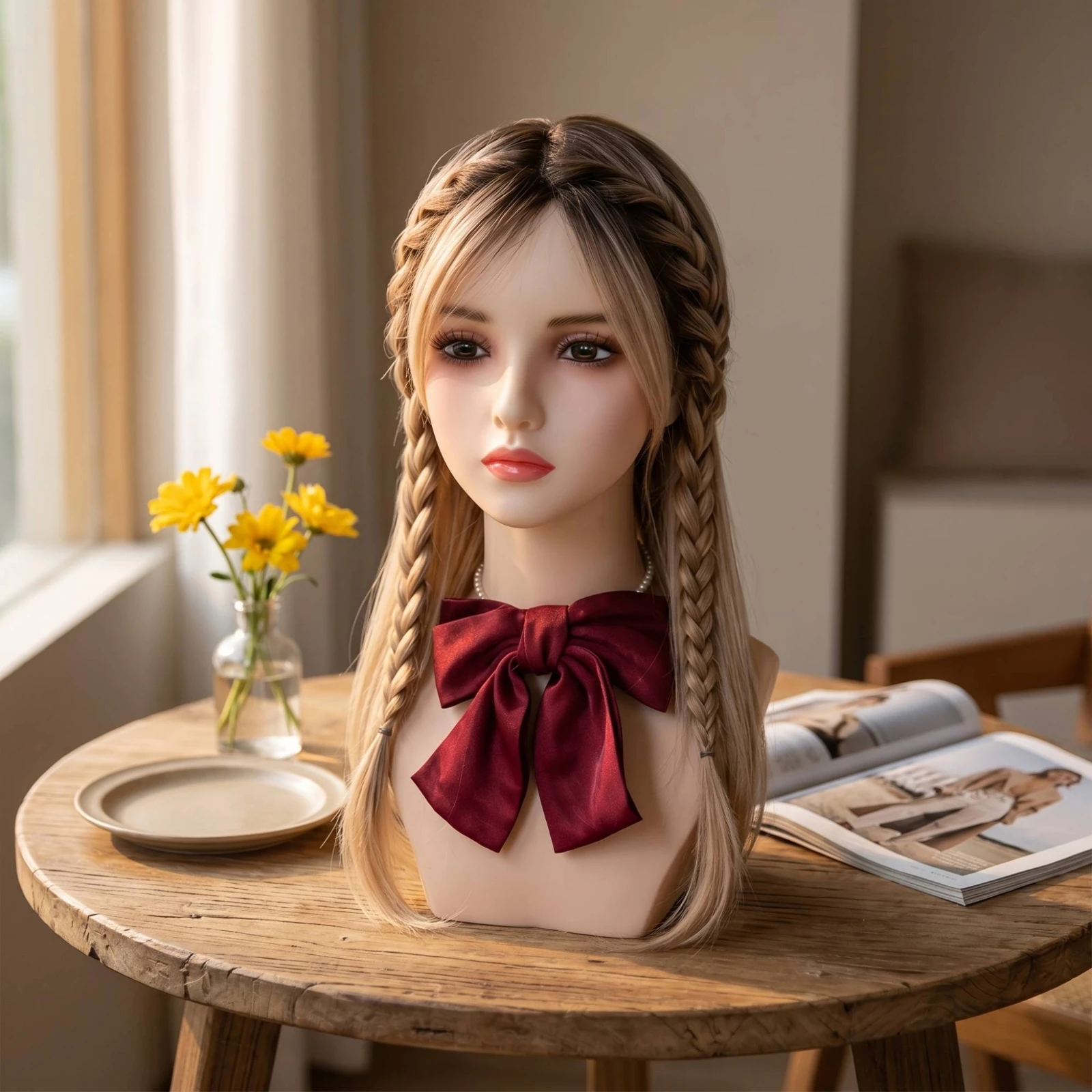 Mannequin Head with Shoulders and Chest Countertop Manikin Head with Shoulders and Chest Jewelry Display Bust Natural Makeup