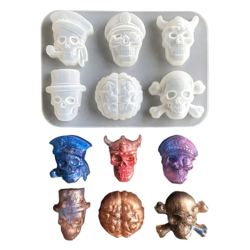 

6 Cavity Skull Silicone Craft Molds Silicone Ornament Moulds Halloween Dessert Molds Silicone Soap Moulds for Soap