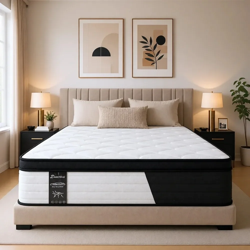 12 Inch Medium Firm Pocket Spring Mattress with Individually Encased Coils for Motion Isolation and Edge Support