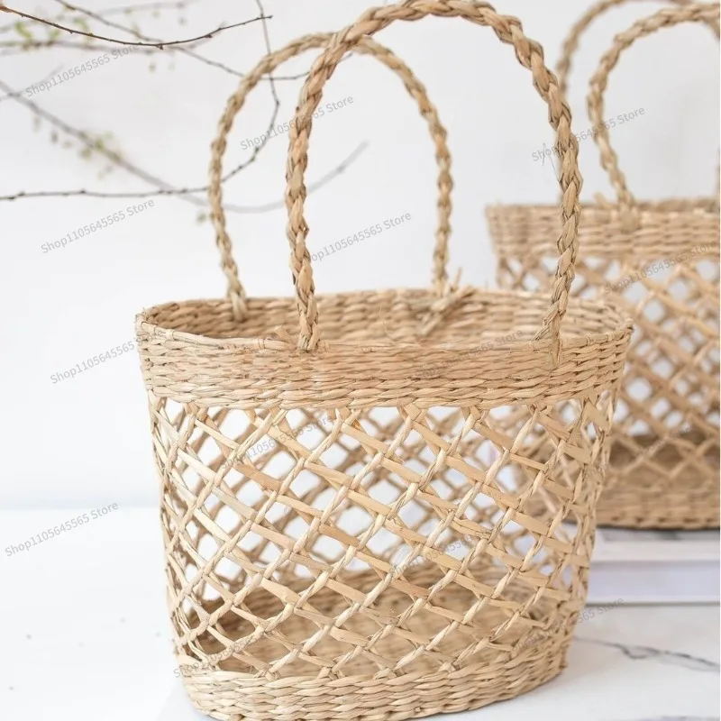 For rattan grass hand-woven Xiaohongshu souvenir flower basket props ornament