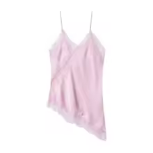 Cami Tops Black Lace V Neck Patchwork Sleeveless Y2K Style for Women - Short Pink Top