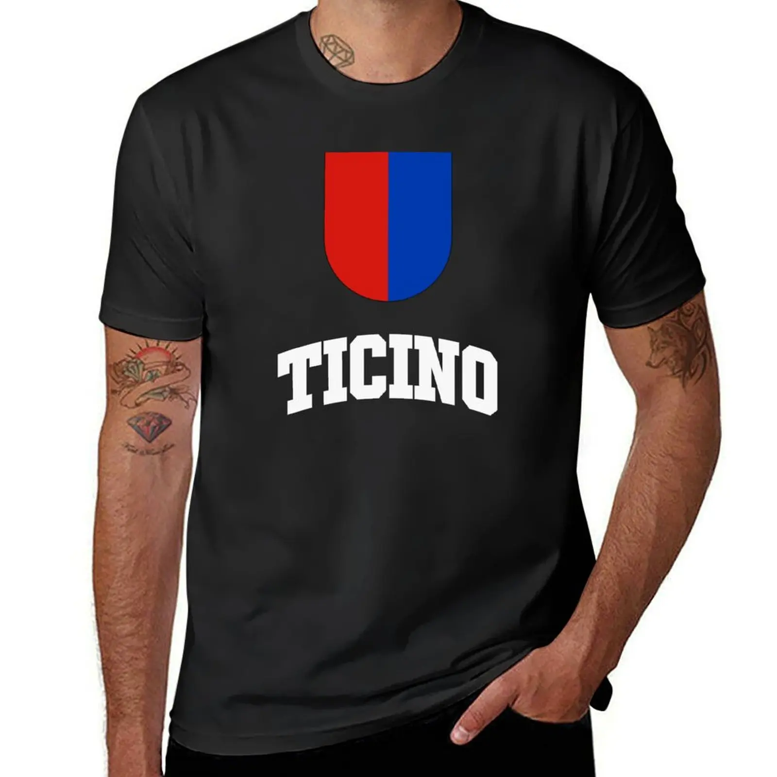 Ticino Flag Cantons of Switzerland T-Shirt oversized quick-drying men clothes