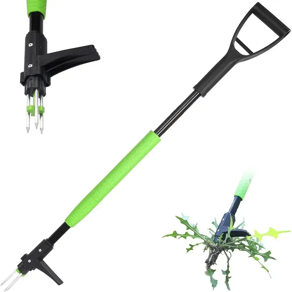 Long-Handled 45-Inch 3-Claw Weed Puller Tool Set - No Kneeling, Great for Dandelions, Thistle, Grass (4 Pack)