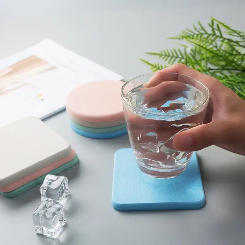 Solid Color Round Square Diatomaceous Earth Mats Toiletries Coasters Simple Absorbent Non-slip Cup Home And Decoration Kitchen